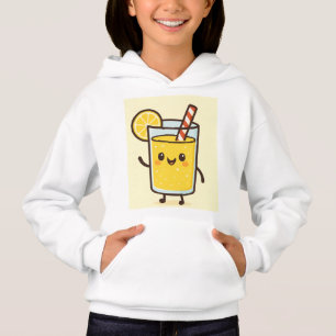 Sött citrondryckes tecknad vit hoodie t shirt