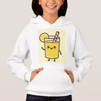 Sött citrondryckes tecknad vit hoodie t shirt