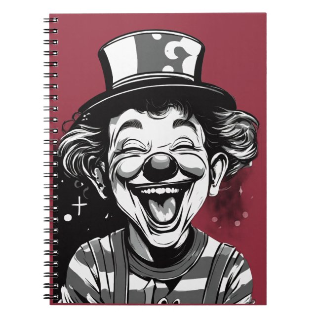 Sött Clownlogo för Barn som Skrattar Anteckningsbok (Framsidan)