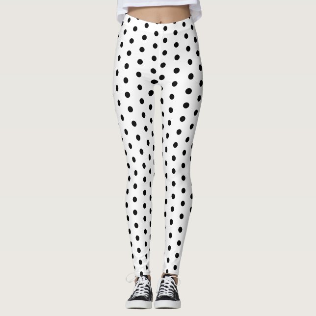 Sött coolt svartvita prickar retro mönster leggings (Framsida)
