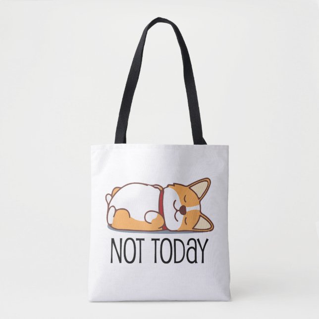 Sött Corgi-present Rolig hundägare Inte idag Lat Tygkasse (Framsida)