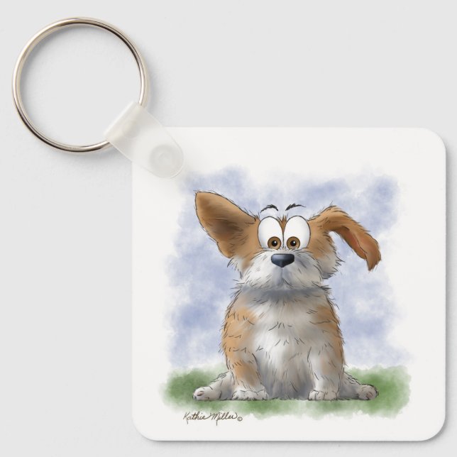 Sött Corgi-serieteckning Nyckelring (Framsida)