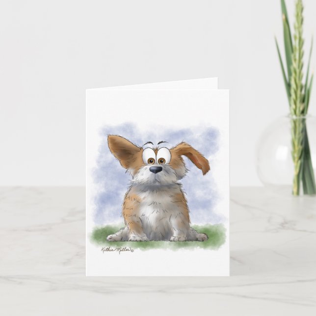 Sött Corgi- tecknat Kort (Framsida)