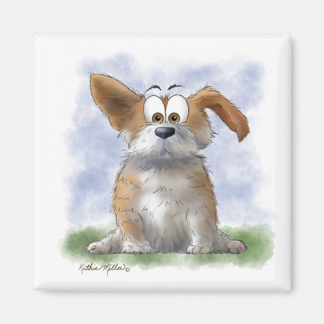 Sött Corgi- tecknat Magnet (Framsidan)