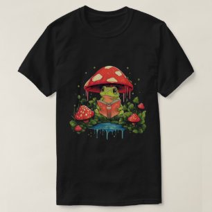 Sött Cottagecore-groda som läser under svamp T Shirt