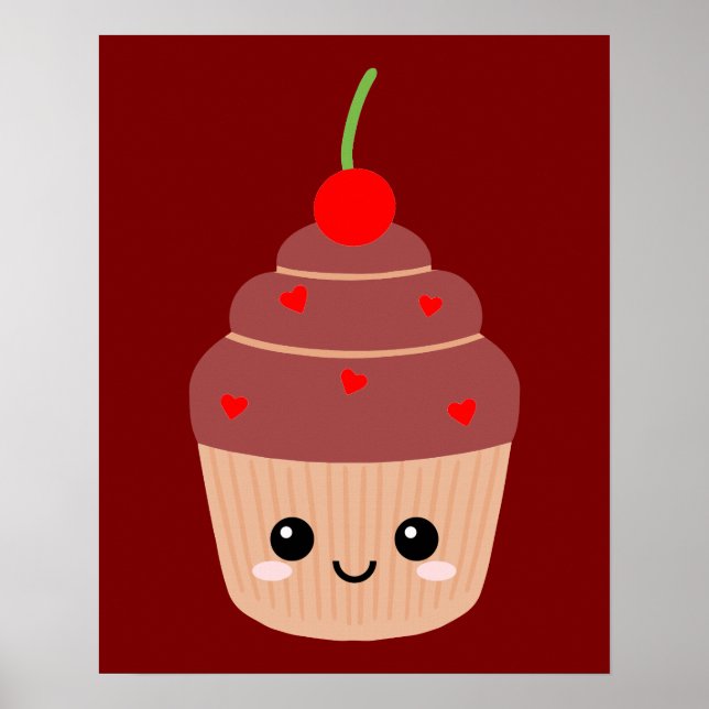 Sött Cupcake-utskrift, Söt Rumsdekor, Söt Poster (Framsidan)