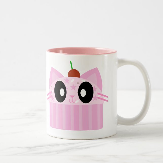 sött cupcakes-katt Två-Tonad mugg (Höger)