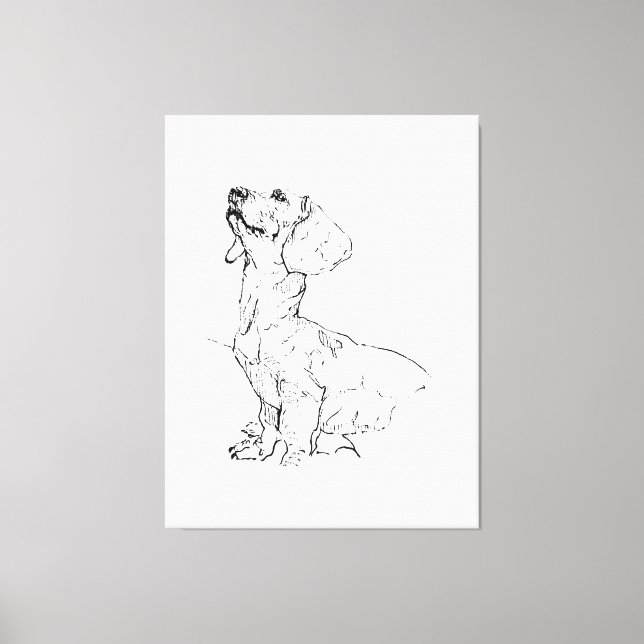 Sött Dachshund-ritning, hundförälder Canvastryck (Framsida)