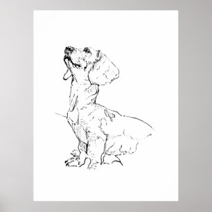 Sött Dachshund-ritning, hundförälder Poster