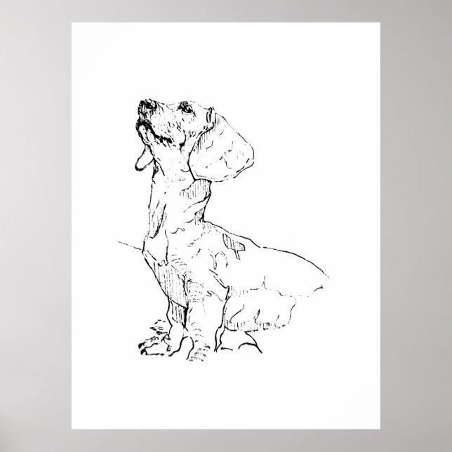Sött Dachshund-ritning, hundförälder Poster (Framsidan)