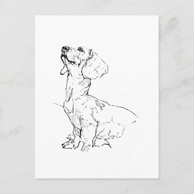 Sött Dachshund-ritning, hundförälder Vykort (Framsida)