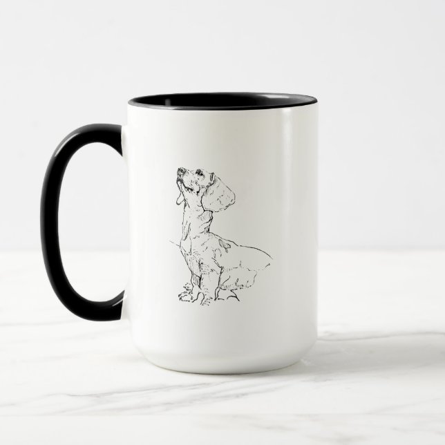 Sött Dachshund-ritning, Hundmamma Kaffemugg (Vänster)