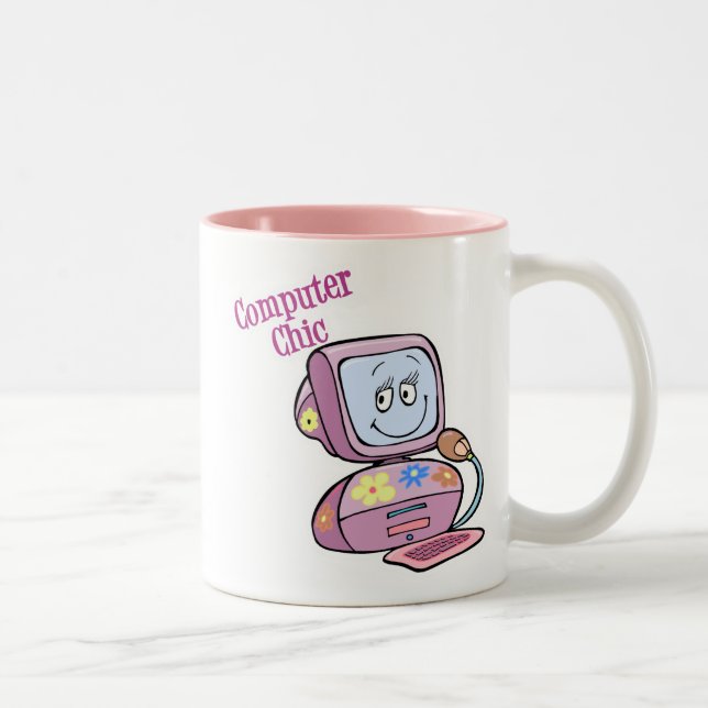 Sött Dator Chic Design Två-Tonad Mugg (Höger)
