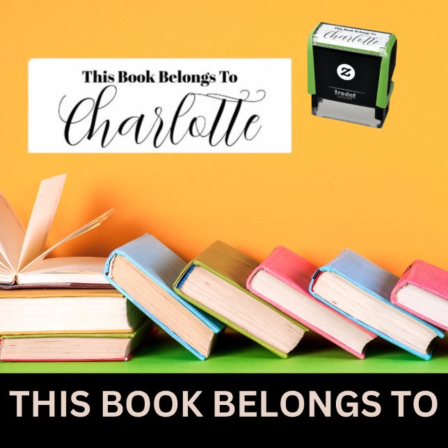 Sött Den här boken tillhör Tjejs Namn Självfärgande Stämpel (Skapare uppladdad)