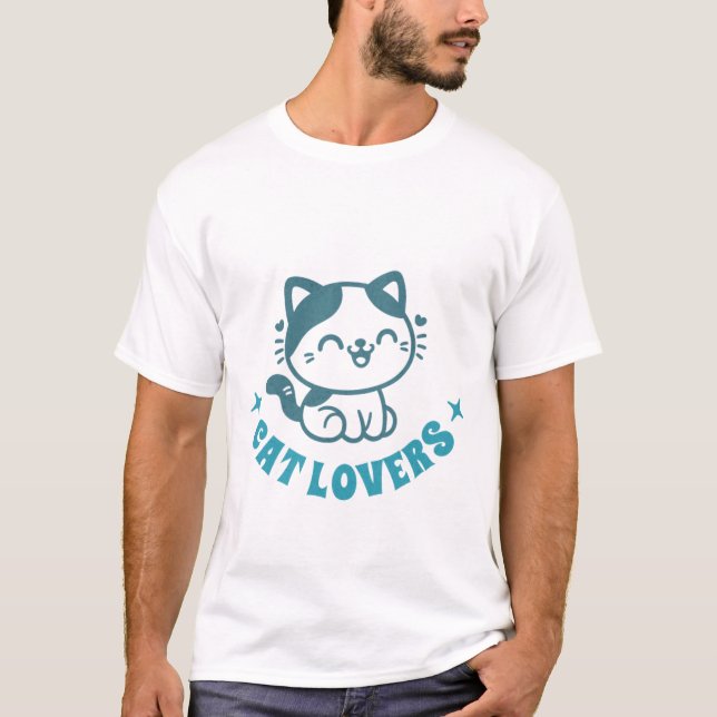 Sött design för kattälskare i modern stil t shirt (Framsida)