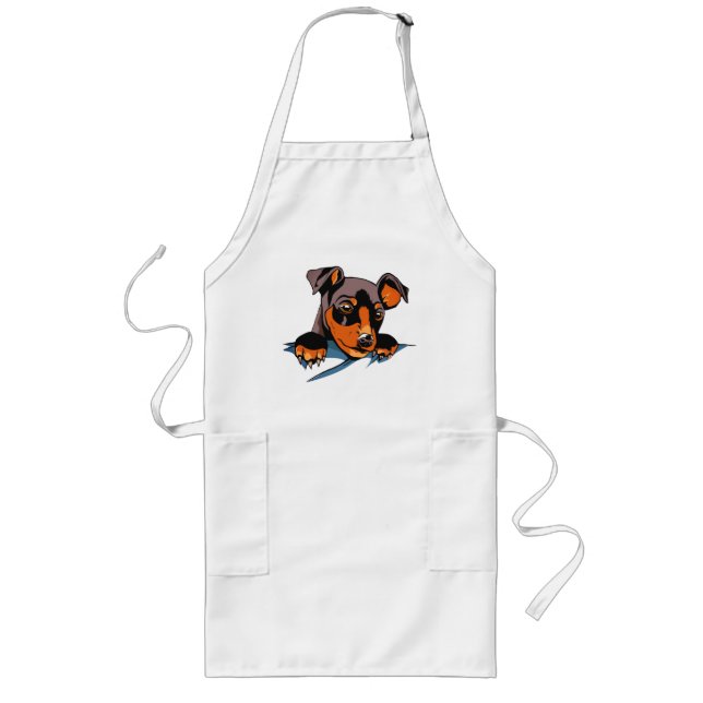 Sött design med svart dachshund-valp långt förkläde (Framsidan)