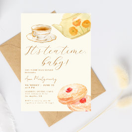 Sött Det Är Dags För Te, Baby Vintage Babyshower Inbjudningar