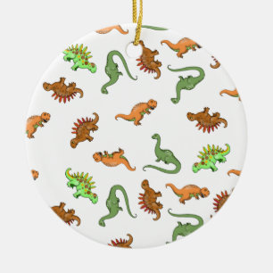 Sött dinosaurie-mönster julgransprydnad keramik