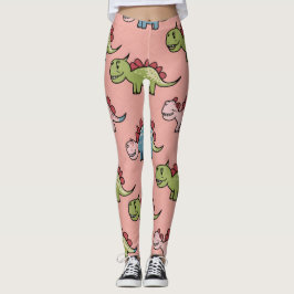Sött dinosaurie sömlöst mönster leggings