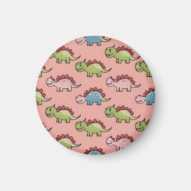 Sött dinosaurie sömlöst mönster magnet (Framsidan)