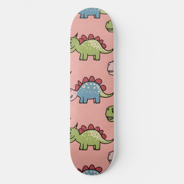 Sött dinosaurie sömlöst mönster mini skateboard bräda 18,5 cm (Framsida)