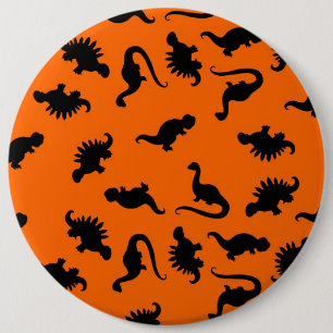 Sött dinosauriemönster på orange knapp
