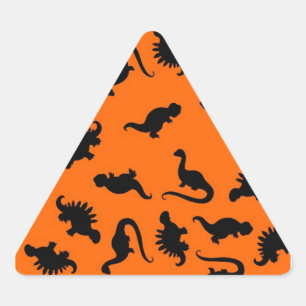 Sött dinosauriemönster på orange triangelformat klistermärke