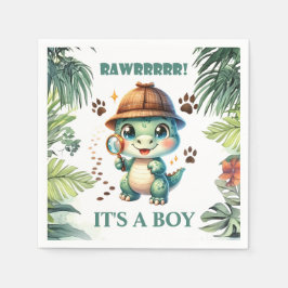 Sött dinosaurietema för baby shower pappersservett