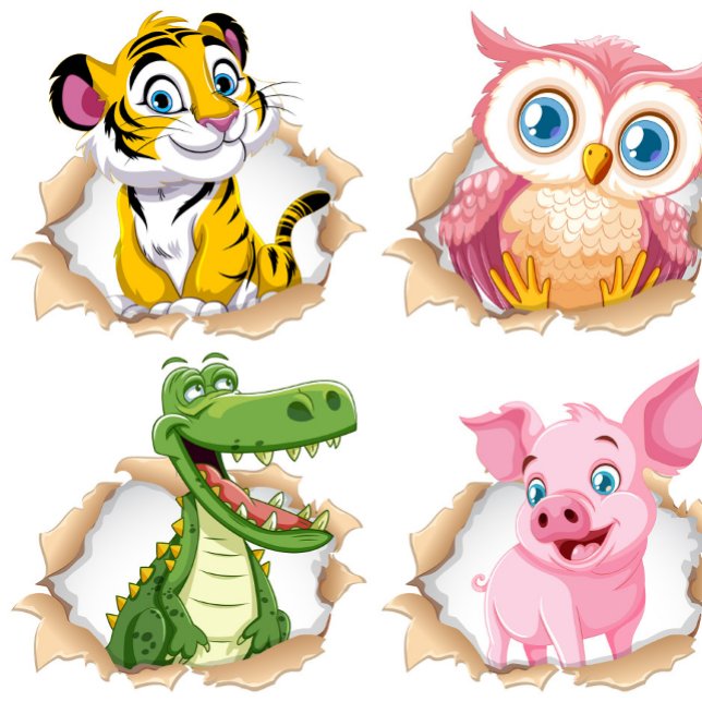 Sött Djur Gömmer Sig Bakom Pusselbitar Pussel (“Peek‑a‑boo! These friendly animals are bursting through for puzzle fun.”)