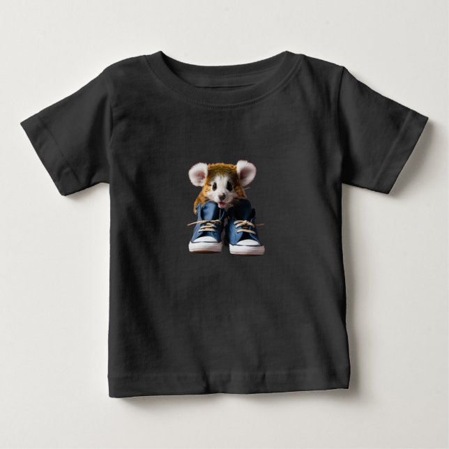 Sött djur i skor – Grå studioporträtt T Shirt (Framsida)