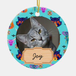 Sött djur jul semester Anpassad katt Foto  Julgransprydnad Keramik