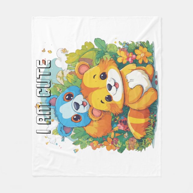 Sött Djur serieillustration jag är söt Fleecefilt (Framsidan)