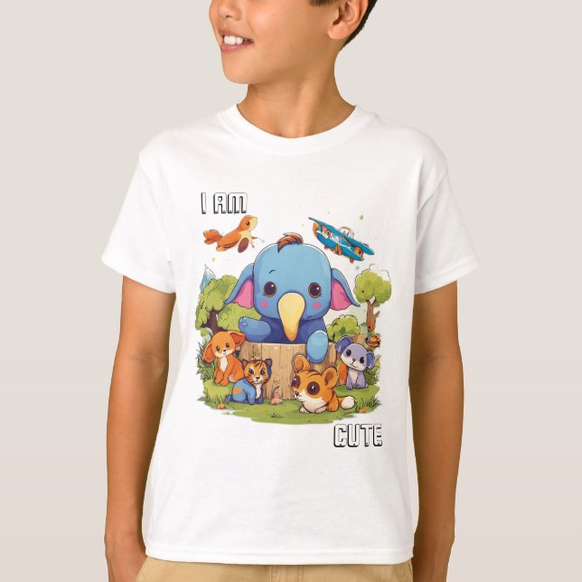 Sött djur serieillustration jag är söt  t shirt (Framsida)