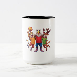 Sött Djur Sportlag Maskot Serieteckning Design Två-Tonad Mugg