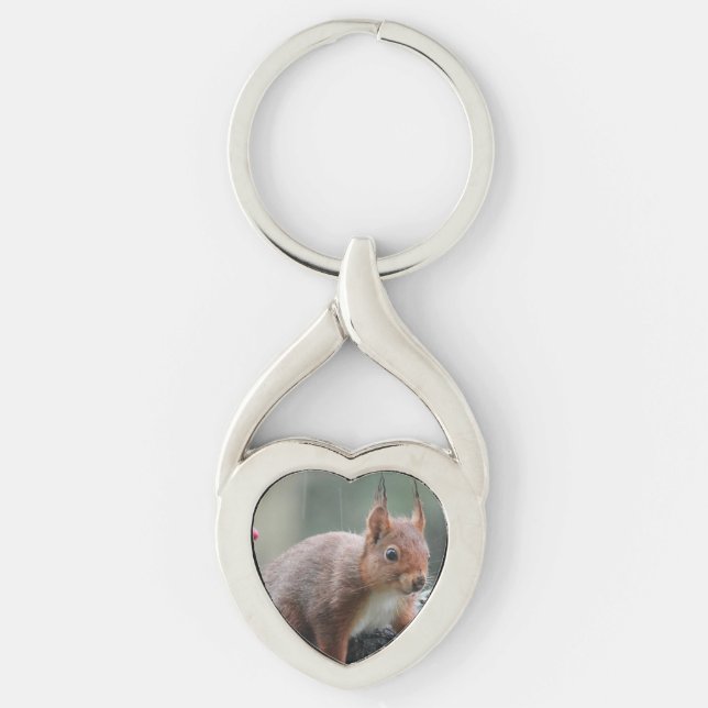 Sött djur twisted heart silverfärgad nyckelring (Framsidan)
