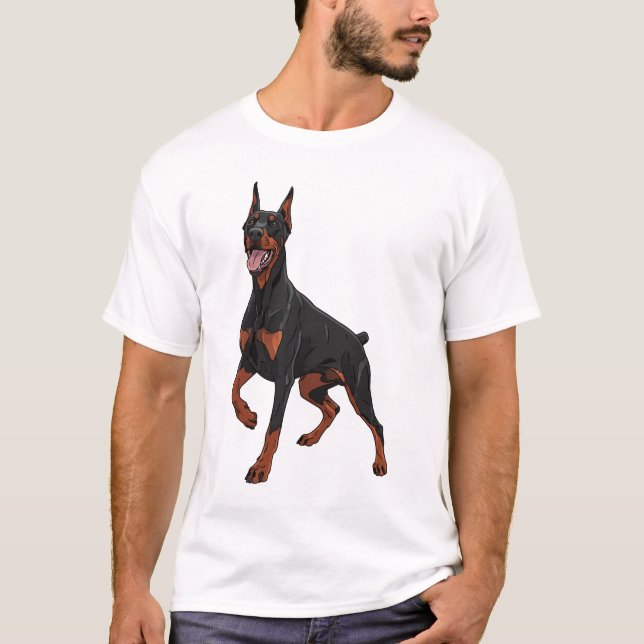 Sött Dobermann-hundälskar-design för Dobermann-äga T Shirt (Framsida)