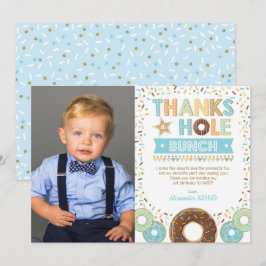Sött Doughnut Boy Birthday Photo Tackto You Card Inbjudningar