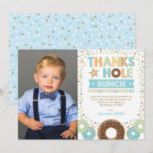 Sött Doughnut Boy Birthday Photo Tackto You Card Inbjudningar