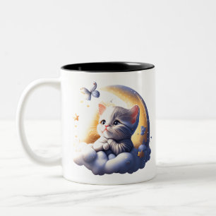 sött, drömmande kattkaffe Två-Tonad mugg