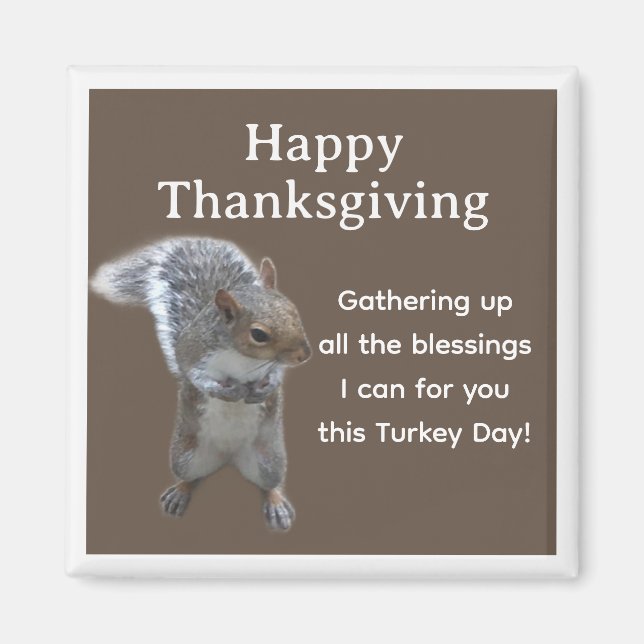 Sött Ekorre Foto Glad Thanksgiving Day         Magnet (Framsidan)
