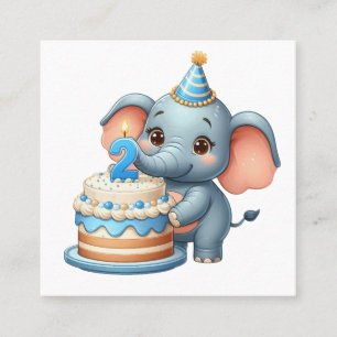 Sött Elefant 2-årsdag Fyrkantigt Visitkort