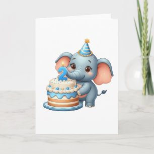 Sött Elefant 2-årsdag Kort