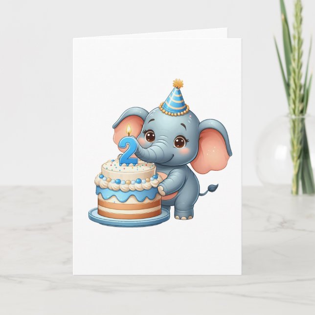 Sött Elefant 2-årsdag Kort (Framsida)