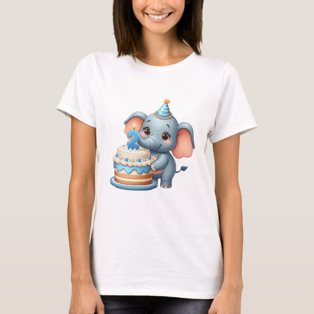 Sött Elefant 2-årsdag T Shirt (Framsida)