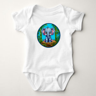 🐘 Sött Elefant Baby Klänning ✨ T Shirt