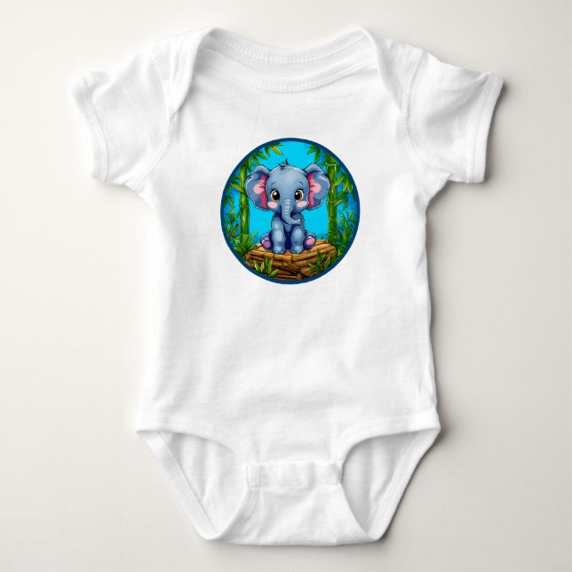🐘 Sött Elefant Baby Klänning ✨ T Shirt (Framsida)