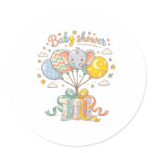 Sött elefant- och ballongdesign för baby shower 