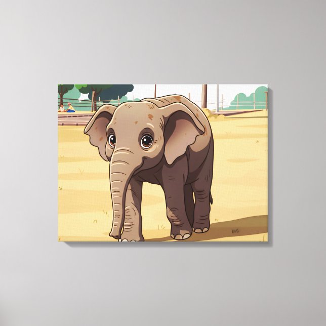 Sött elefant på nära håll canvastryck (Framsida)