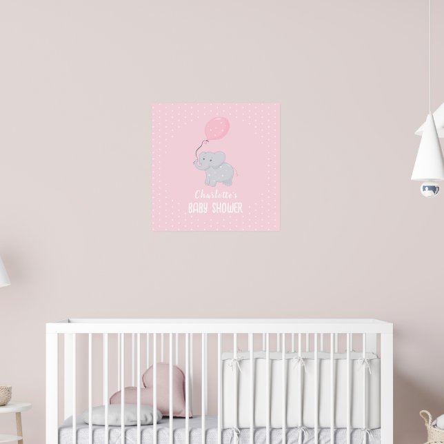 Sött Elefantbabyfirande för Flicka Poster (Barnkammare 2)