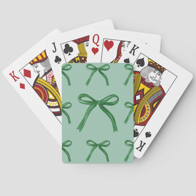 Sött elegant grönt bandmönster casinokort (Baksidan)